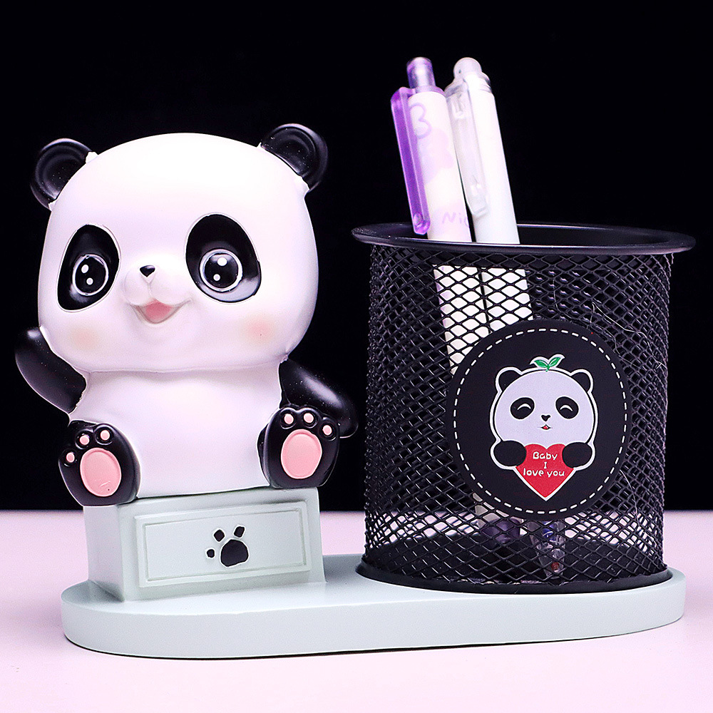 可爱熊猫创意笔筒办公室桌面收纳盒装饰摆件 学生礼品文具店批发