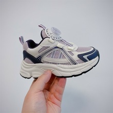 2024春季新款童鞋男童轻便舒适运动跑步鞋韩版时尚旋钮女童老爹鞋