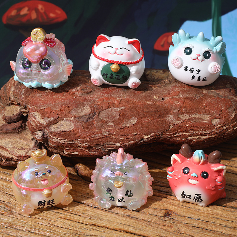 God Beast Lucky Egg Cute Pieces Blind Box Creative Small Ornaments Tide Play Best-Seller on Douyin Resin Hand-Made Factory Direct Sales