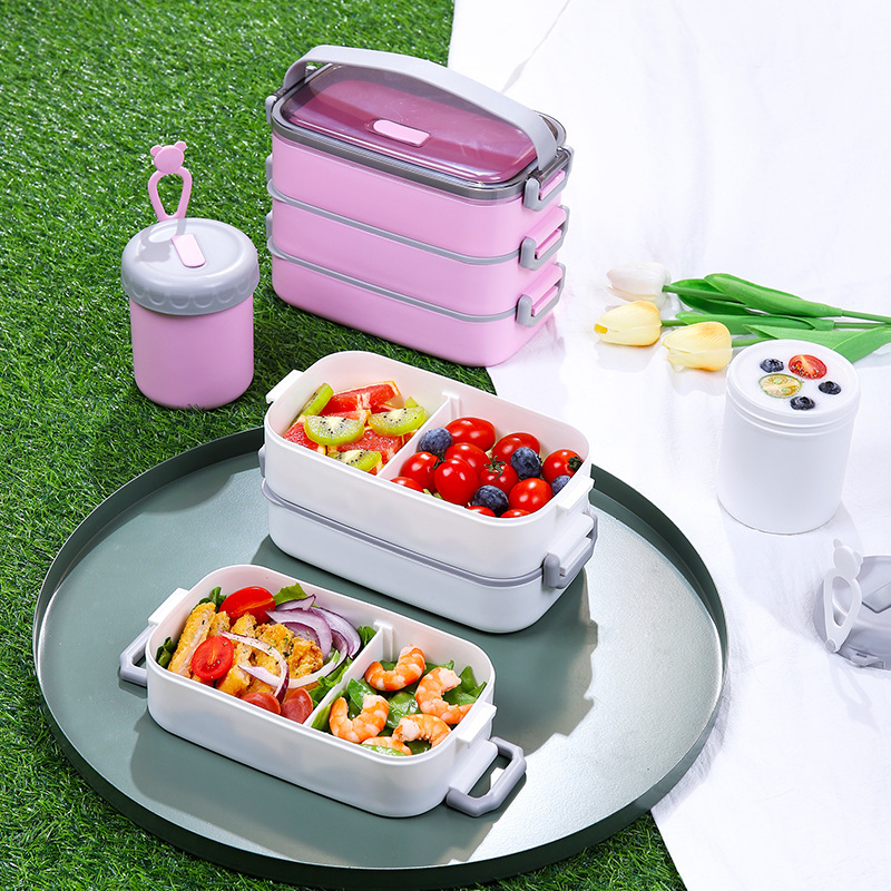 304 Stainless Steel Liner Lunch Box Multi-Layer Large Capacity Double-Layer Lunch Box Student Work Lunch to-Go Box Cross-Border