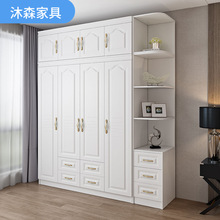 欧式衣柜简约现代经济型木质组装家用卧室柜子带顶柜五六门大衣橱