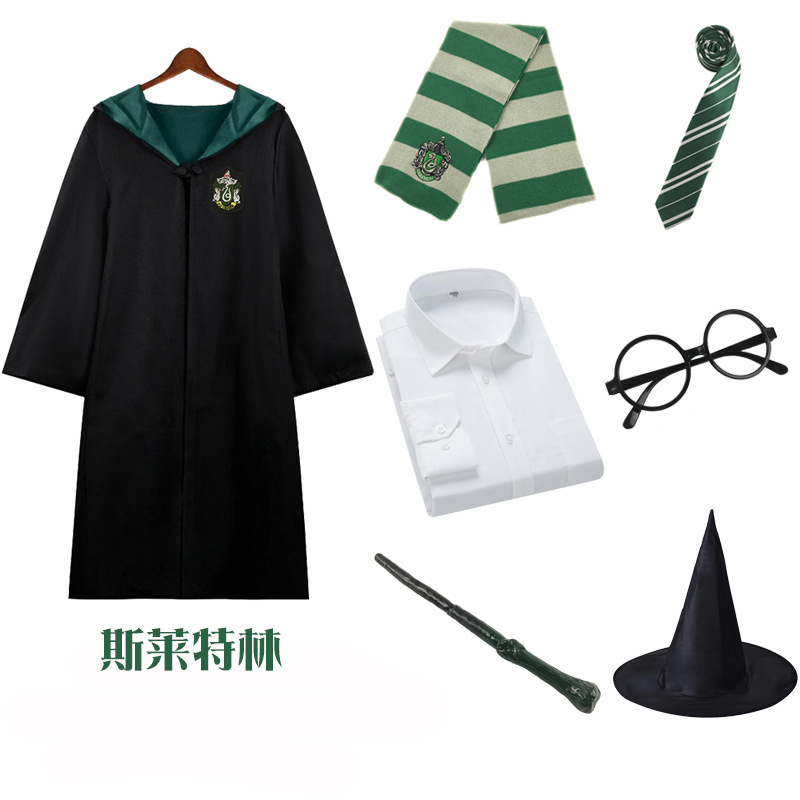 Harry Potter Magic Robe Peripheral Cos Clothing Slytherin School Uniform Halloween Clothes Performance Costume Suit