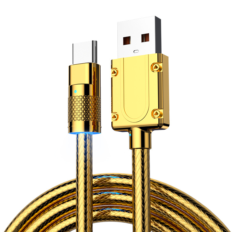 Spot Gold Machine Customer Data Cable 120W Super Fast Charge Geek Cable for TYPE-C Apple Android Luminous Hand