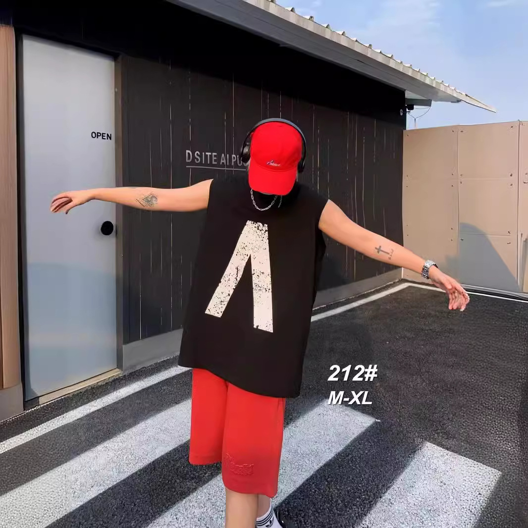 220克重磅高棉美式高街无袖背心男款欧美潮牌宽松坎肩外穿百搭