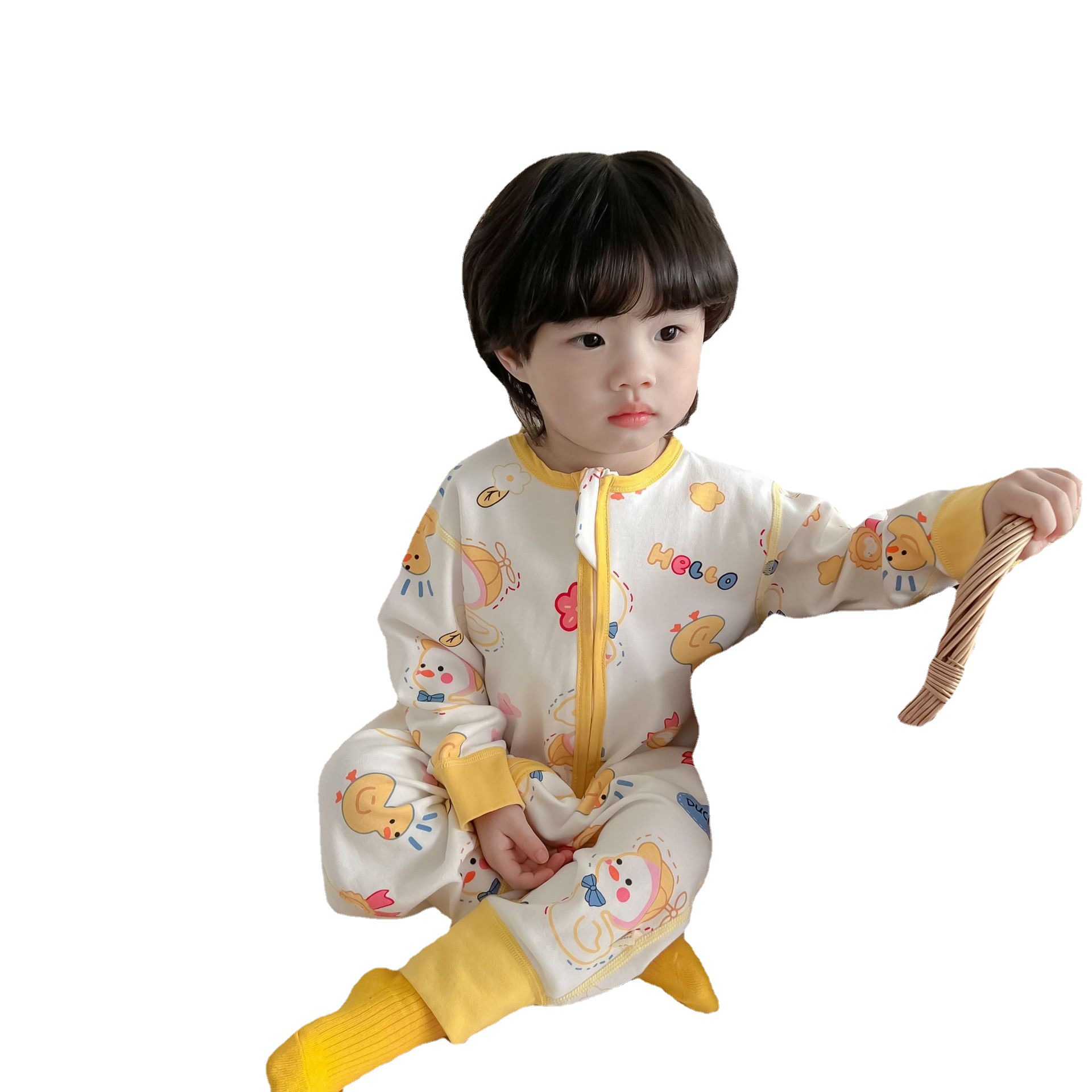 23 Four Seasons Baby Children Seamless Long Sleeve Sleeping Bag Jumpsuit Anti-Kick Quilt Air Conditioning Clothes Romper Baby Clothes