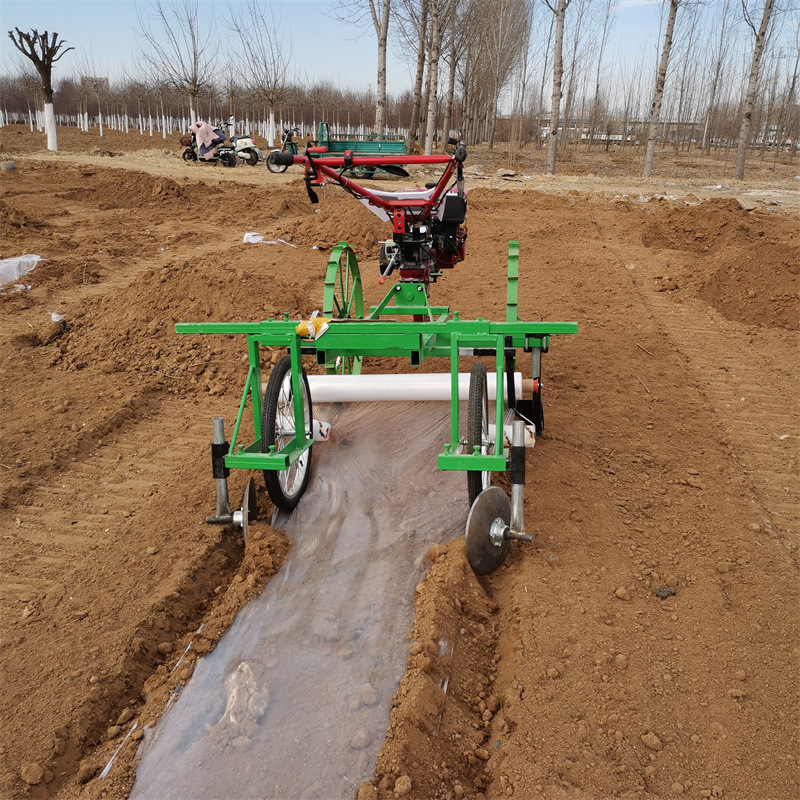 大马力自走式覆膜机 可起垄35公分的地膜机 微耕机配套盖膜机