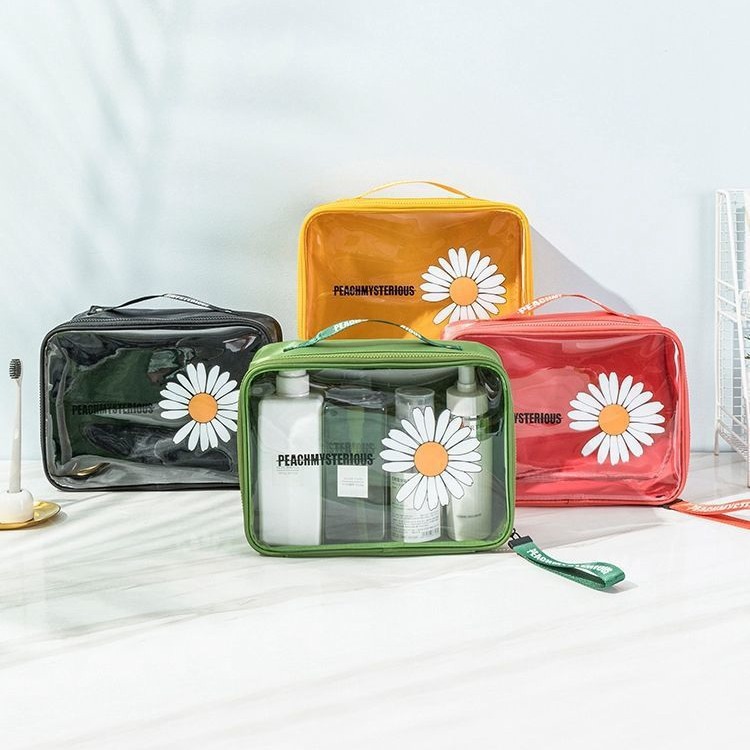 PVC Little Daisy Cosmetic Bag Women's Travel Portable Clear Waterproof Wash Bag Portable Cosmetics Storage Bag Wholesale