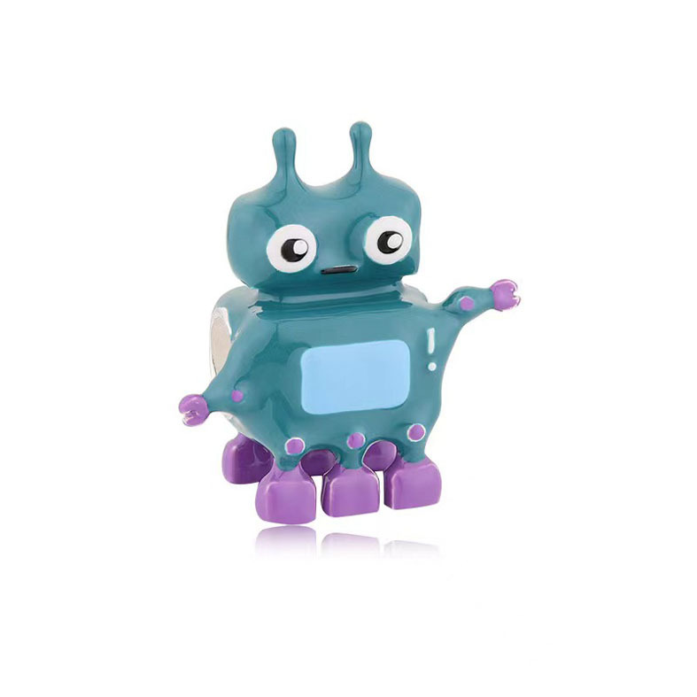 绿色机器人diy手链串珠配件文串孔卡拉ok吊坠珠子手镯孔4mm卡通