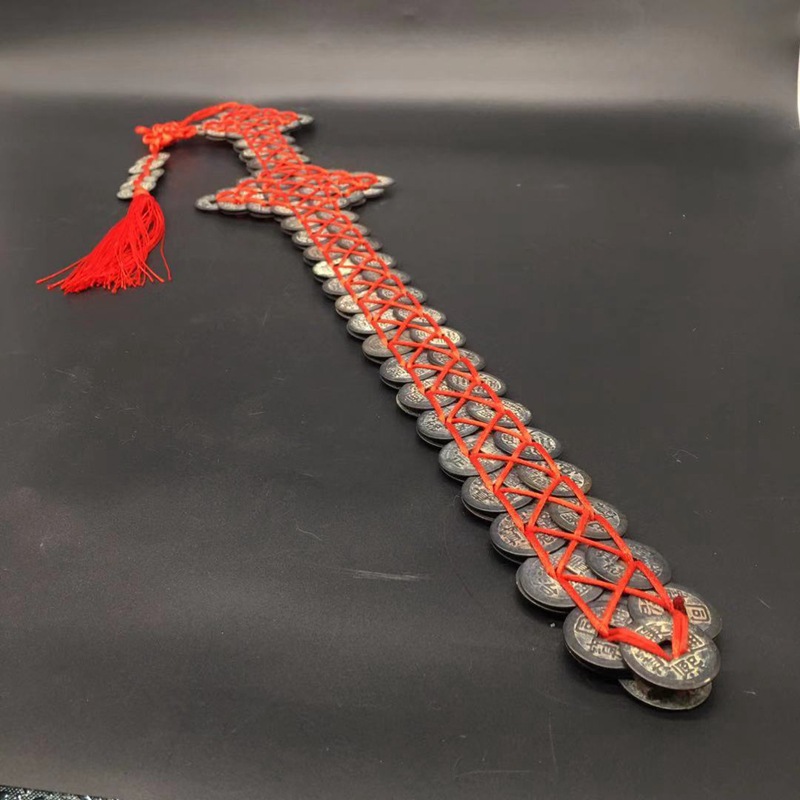 古玩仿古纯铜五帝金钱剑挂件七星剑铜钱剑法器摆件