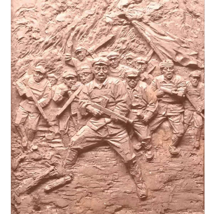 锻铜浮雕壁画红色抗战题材工农红军校园政府文化背景墙厂家定制