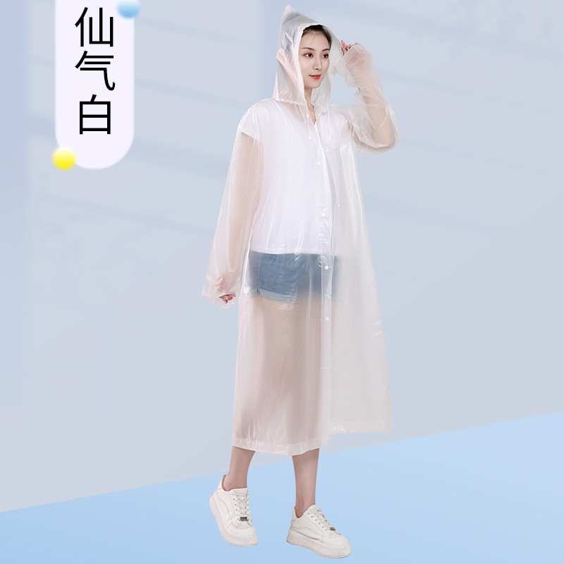 Disposable Raincoat Portable Adult Eva Thickened Outdoor Travel Rainproof Long Drawstring Raincoat Factory