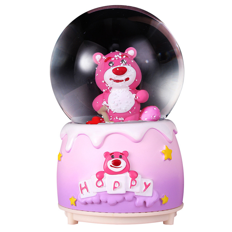 Best-Seller on Douyin Strawberry Bear Star Lamp Crystal Ball Luminous Luminous Glass Ball Factory Wholesale Children's Holiday Gifts