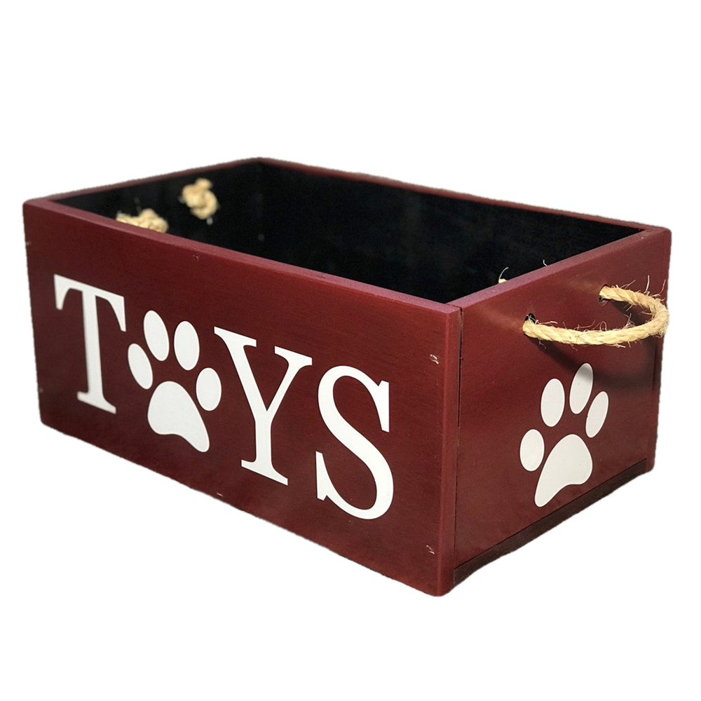 木质各种颜色小狗玩具盒宠物玩具盒带绳柄的木箱