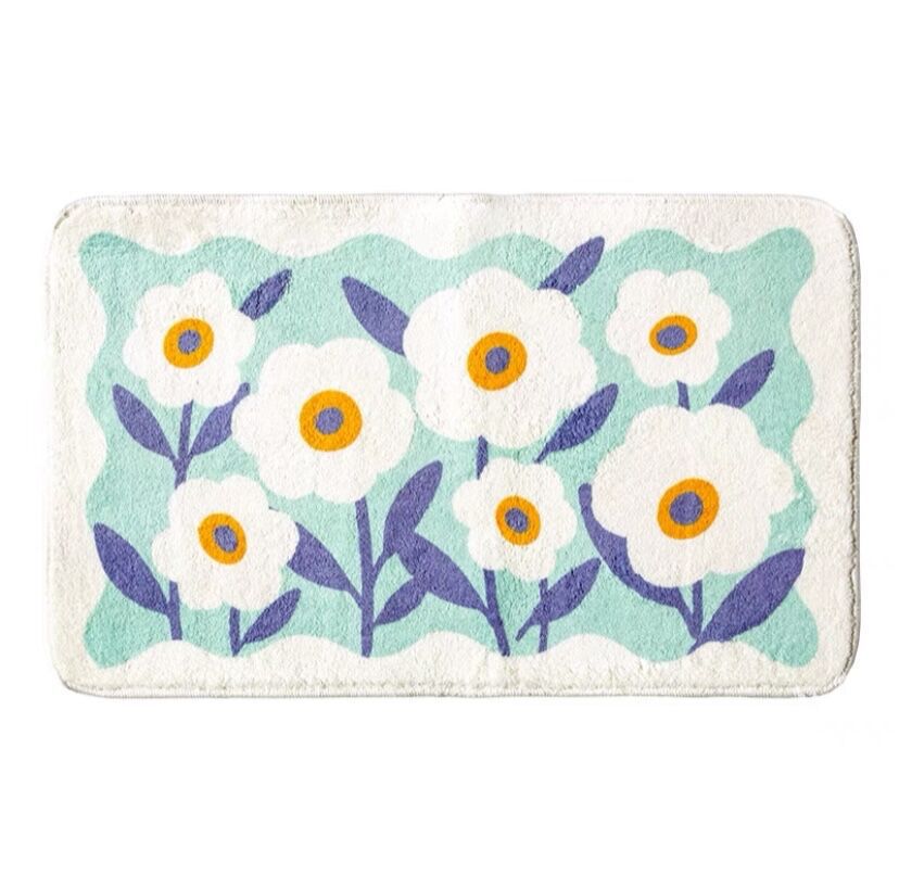 Cross-Border Cashmere Flower Absorbent Floor Mat Bathroom Door Bedside Foot Carpet Bathroom Door Non-Slip Floor Mat