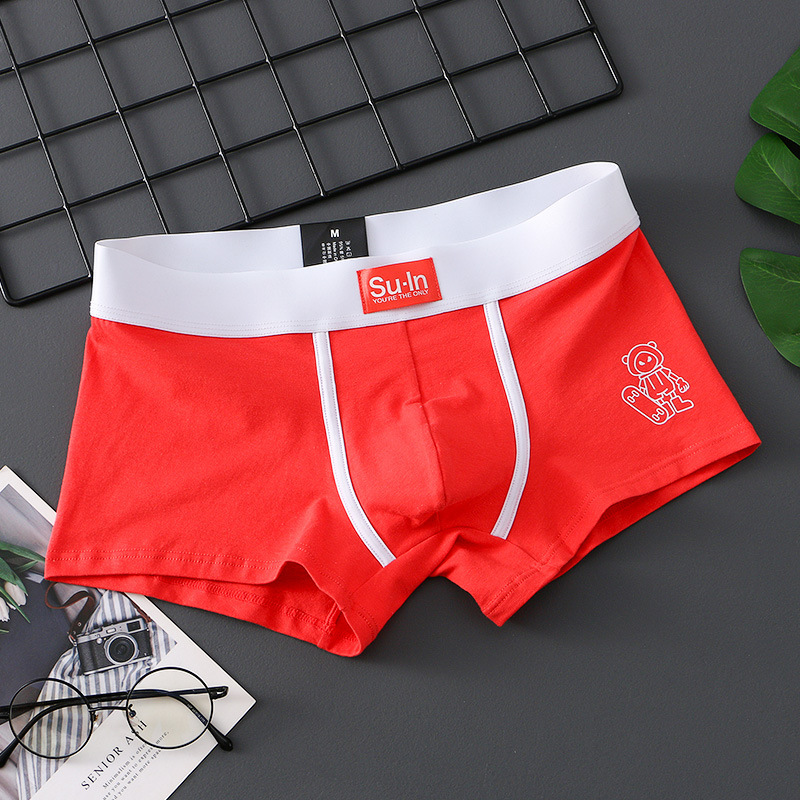 Men's Purified Cotton Underwear Cool Handsome Boy Loose plus Size Breathable Trendy Student Boxer Underpants