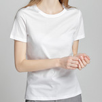 白色丝光棉高档t恤女圆领夏季2023新款V领纯棉短袖宽松打底衫上衣