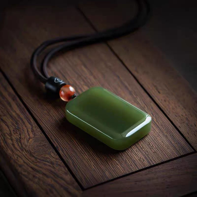 和田玉平安无事牌吊坠男女项链挂坠青玉石佩方牌子玉石挂件送礼物