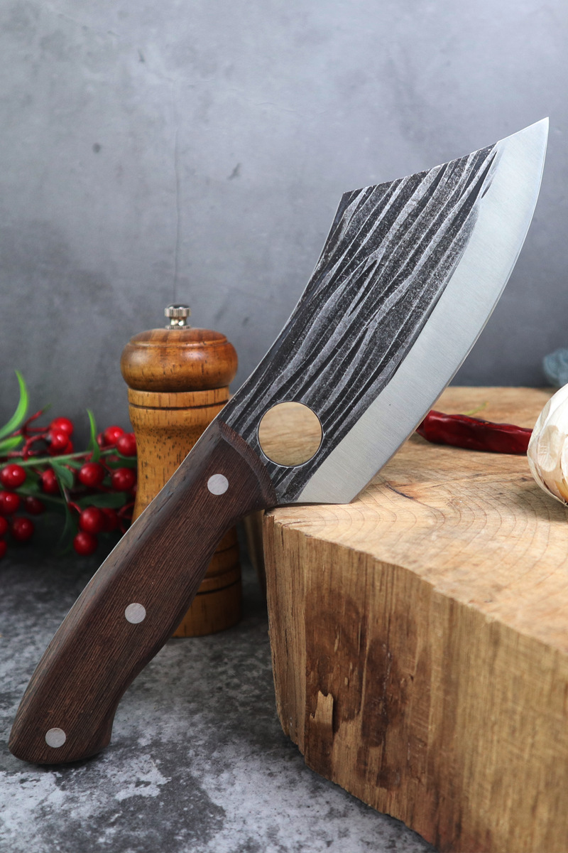 阳江菜刀 全钢厨师屠宰刀斩骨割肉小弯刀厨房家用不锈钢剔骨刀