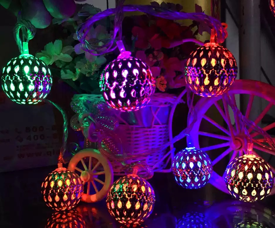 led圆球灯庭院酒吧户外防水装饰彩灯圣诞节日龙珠球串灯现货批发