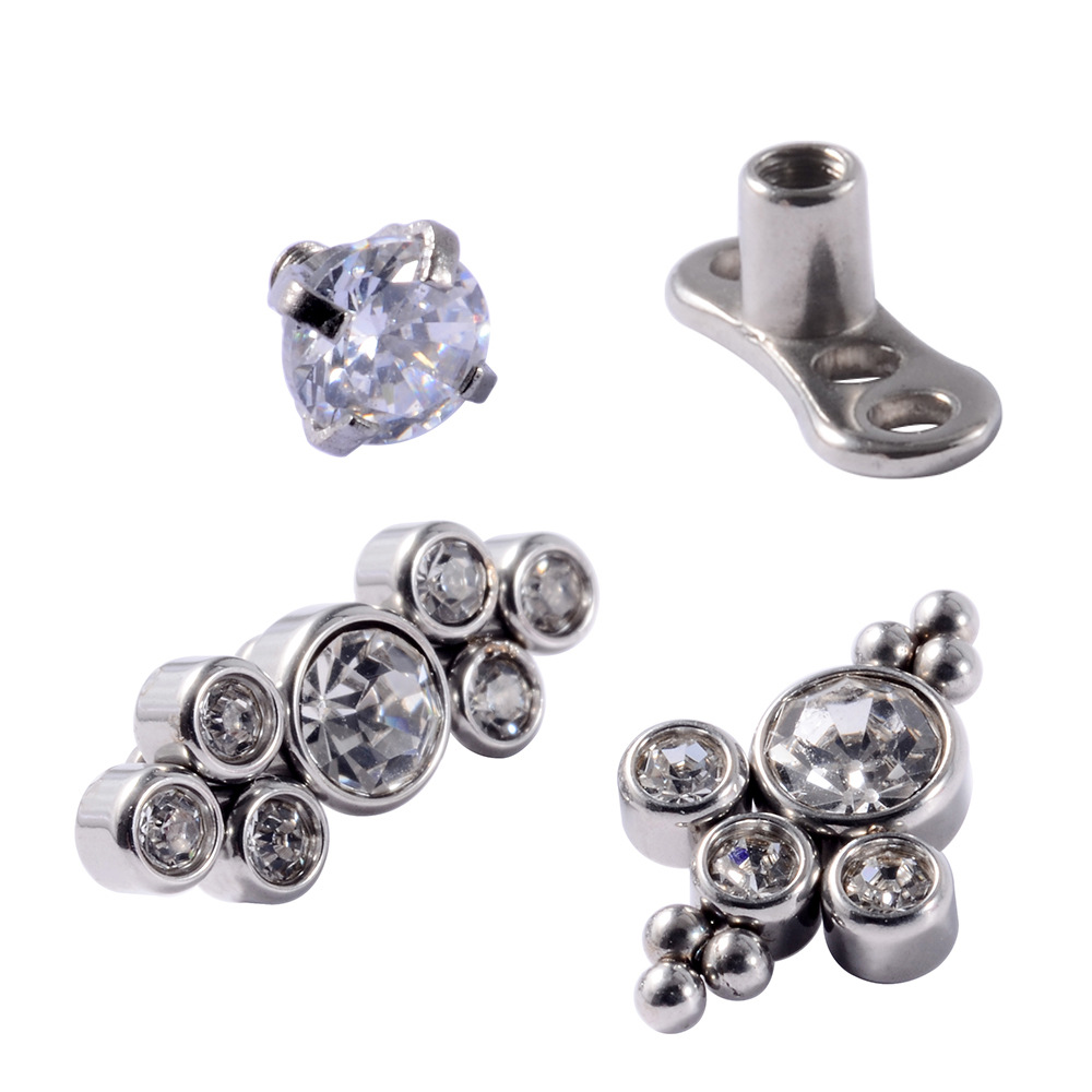 跨境不锈钢包钻埋骨钉抓锆石点钻球皮下钉皮肤植入钉穿刺锁骨钉