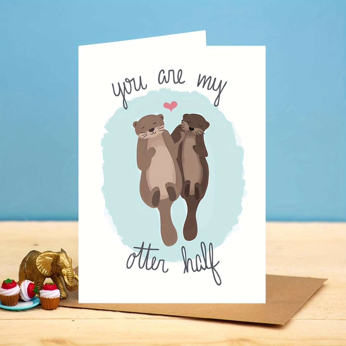 跨境生日礼品贺卡你是我的另一半水獭情人节 周年纪念日卡含信封