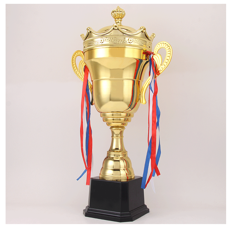 金属皇冠通用大奖杯篮球足球运动会冠军合金电镀奖杯双耳带盖金杯