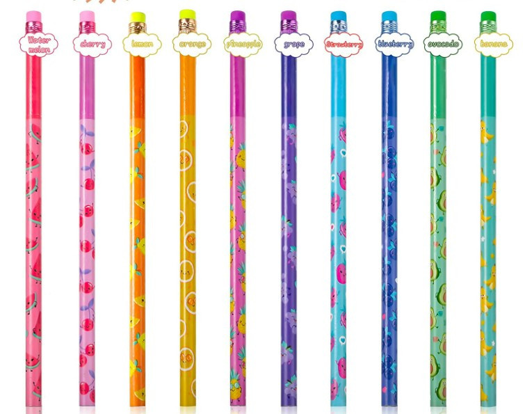 fruit pencil fruit fragrance 10 kinds pupils‘ stationery prize fragrance pencil wholesale pen industry prize wooden lead