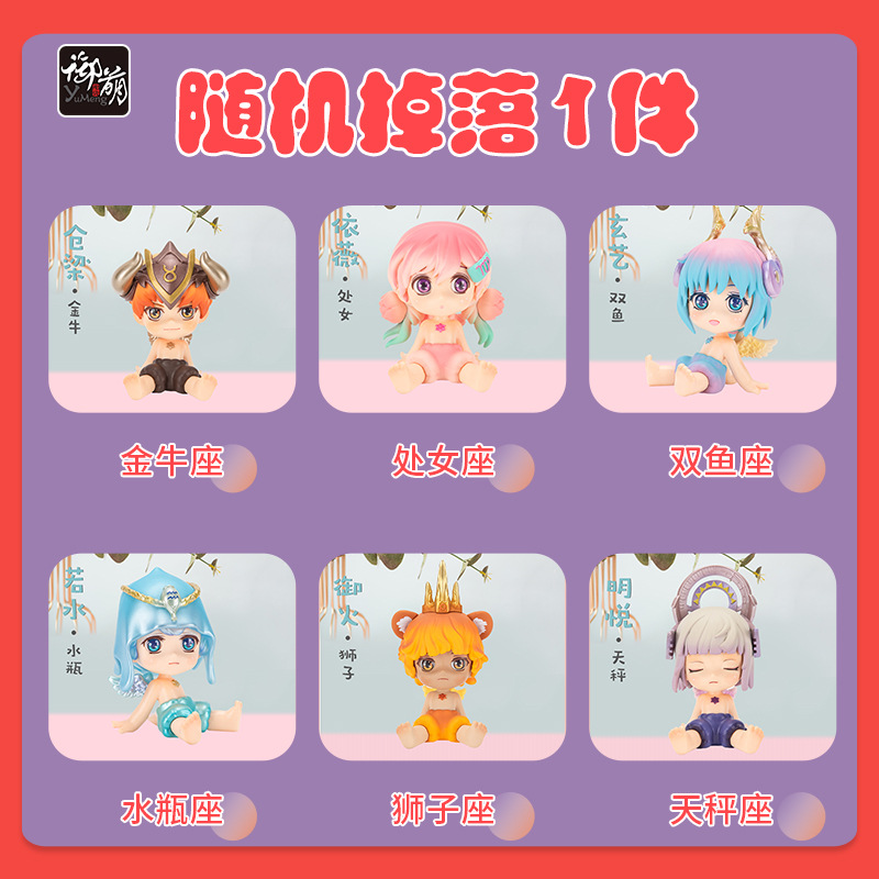 ymy盲盒手办福袋 12星座粘土人q版公仔眼睛可动现货包邮1件起批