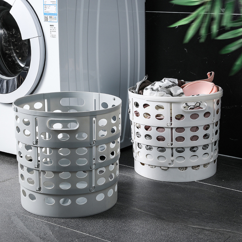 Large Folding Laundry Basket Plastic Household Bathroom Storage Basket Telescopic Gap Dirty Laundry Storage Basket 0714