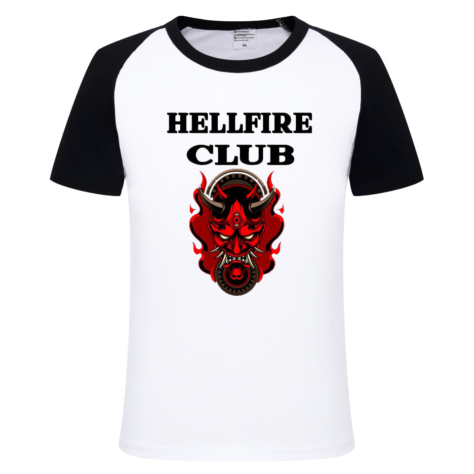 牛头印花欧美风黑色袖子拼接t恤