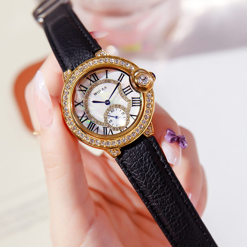 新款女表轻奢时尚ins风气质手表小众石英镶钻贝母网红手表女-阿里巴巴