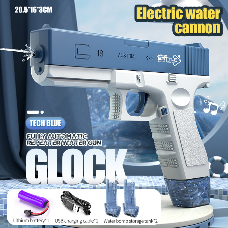 Cross-Border New Arrival Children's Summer Glock Automatic Continuous Water Gun Outdoor Parent-Child Interaction Water Fight Water Toys