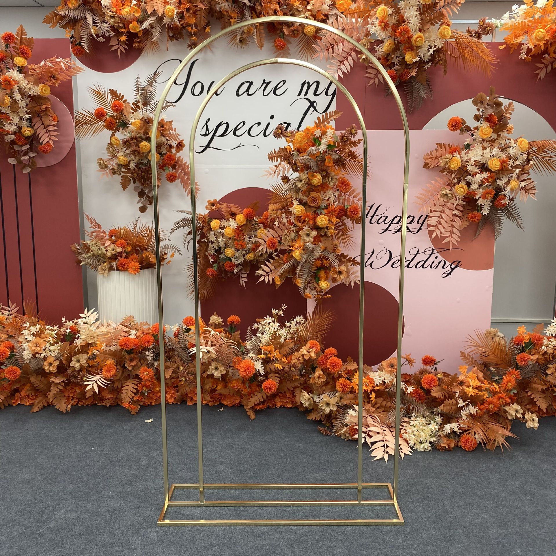 婚庆婚礼道具装饰铁圆形背景架花架架子舞台摆件几何拱门屏风