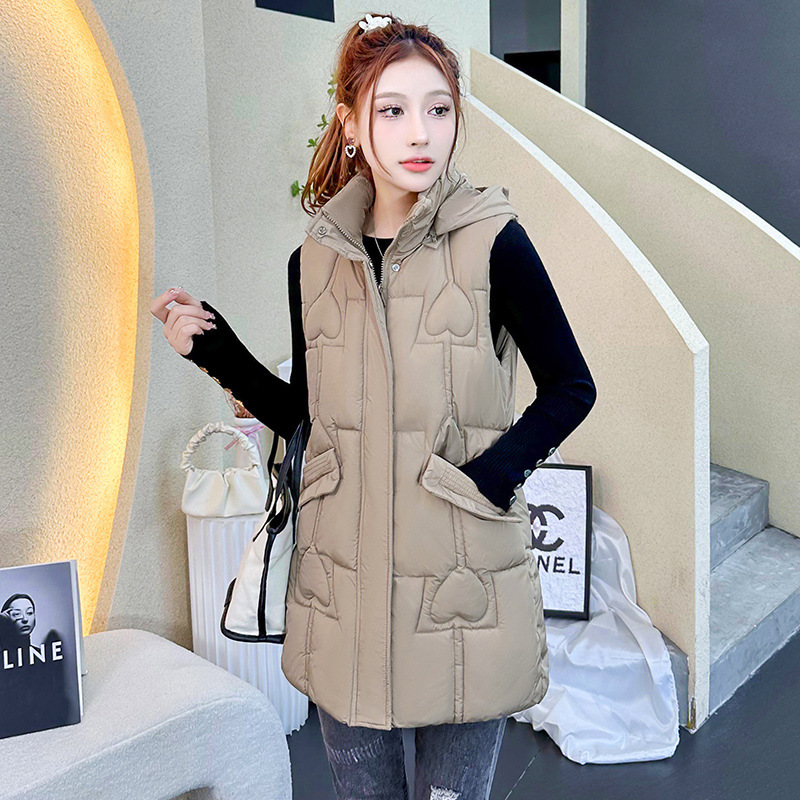秋冬中长款羽绒棉马甲女士外穿2023新款背心坎肩加厚洋气显瘦外套