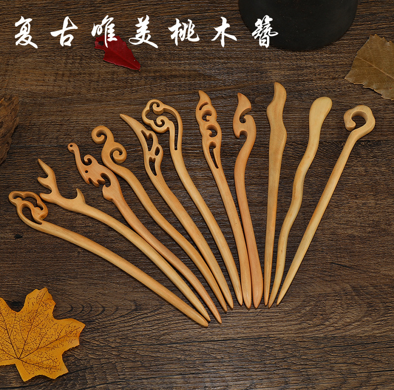 抖音同款网红一鹿有你桃木发簪旗袍汉服鹿角簪子配饰送闺蜜发饰品