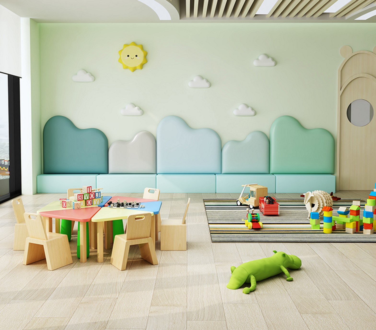 儿童房墙面软包防撞墙围幼儿园早教墙面装饰墙贴榻榻米床头板床围