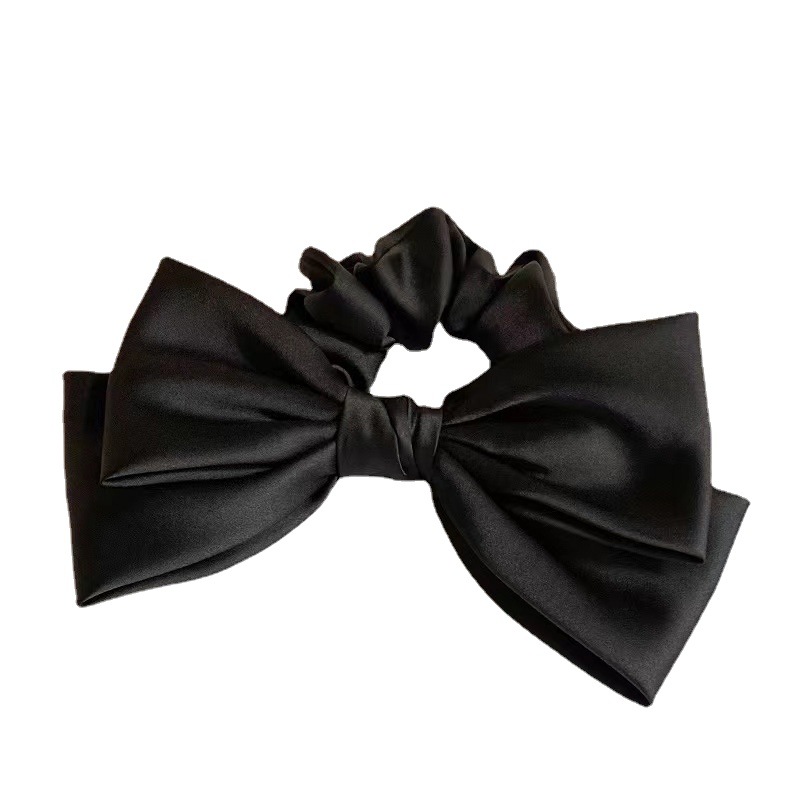 Zhao Lusi Satin Black Bow Large Intestine Ring Hair Ring Hair Rope Female Hairware Back Head Black Headband South Korea