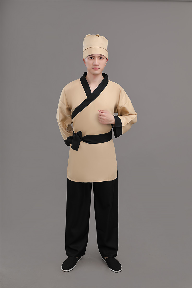 新款店小二平民古装演出成人汉服男农夫家丁仆人书童茶艺馆工作服
