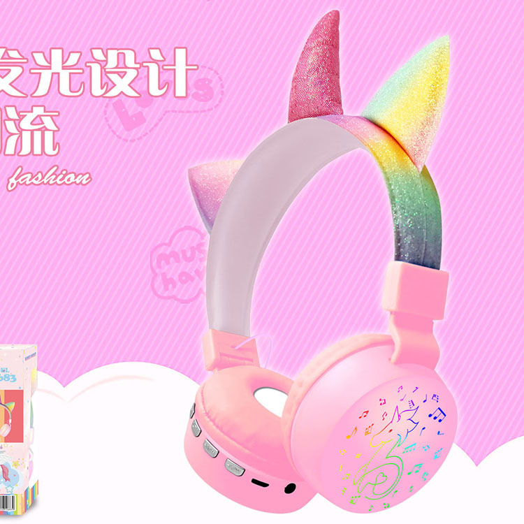 Cross-Border New Arrival BK-683 Cute Cat Ear Headset Call Function Wireless Bluetooth Headset Unicorn Gift