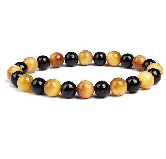 8mm黑色虎眼石蓝绿佛珠手串礼物男女手串diy 跨境货源佛珠手链