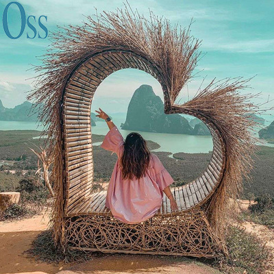 巴厘岛网红鸟巢秋千景区婚纱拍摄道具户外创意休闲悬挂圆形打卡款