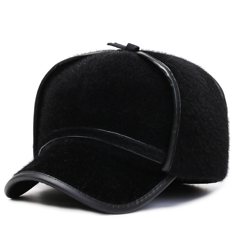 Middle-Aged and Elderly Water Wool Hat Men's Autumn and Winter Outdoor Peaked Cap Fleece-Lined Ear Protection Cotton-Padded Cap Elderly Advance Hats