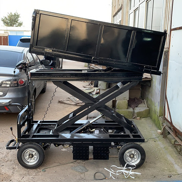 电动四轮升降平板车箱板站架搬运车工地农用车载重升降车