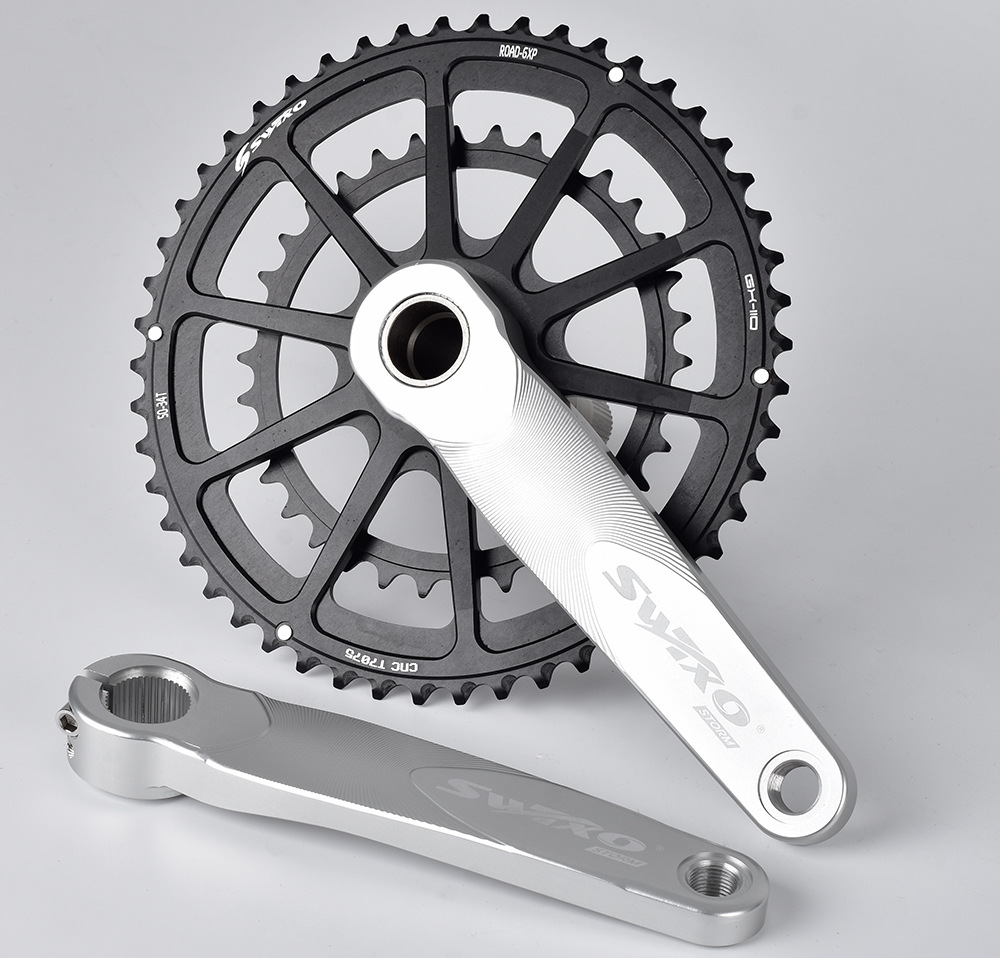 swtxo 公路自行车曲柄全cnc中空一体左右曲柄牙盘组装骑行装备