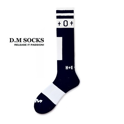 D.M Men's Socks Fashion Stocking Sports Soccer Socks Letters European and American Trendy Socks Stockings Towel Bottom Thickening Sweat-Absorbing