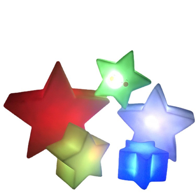 ins爆款led七彩发光星星搪胶小夜灯 卡通儿童玩具装饰礼品定制