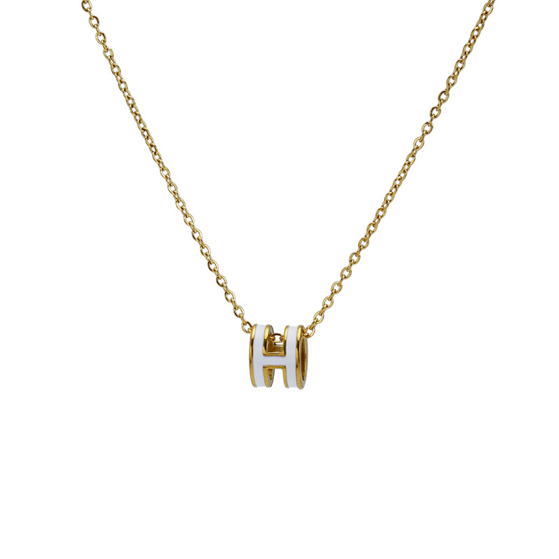 Light Luxury H Letter Pendant Necklace for Women French Minority High-Grade Design Necklace Summer All-Match Clavicle Chain Ins Style