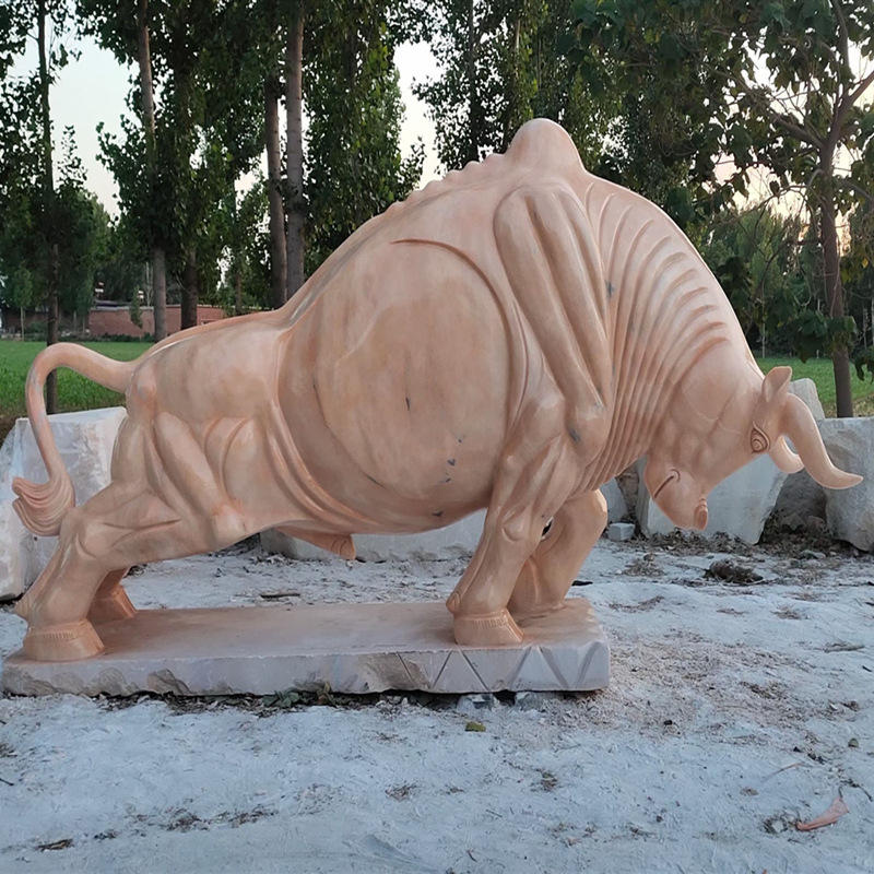 石雕牛雕塑天然石广场大型动物奋斗牛园林景观牧童骑牛石摆件