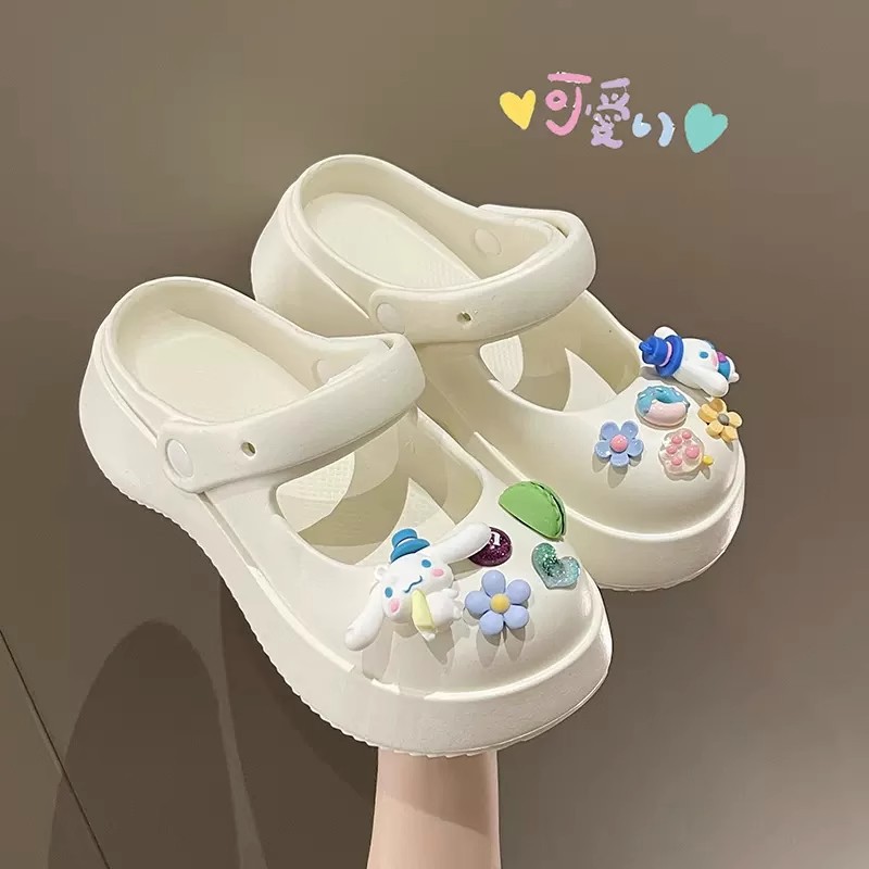 New Mary Jane Platform Coros Shoes Women's Korean-Style Outdoor DIY Breathable Closed Toe Beach Half-Pack Sandals Wholesale