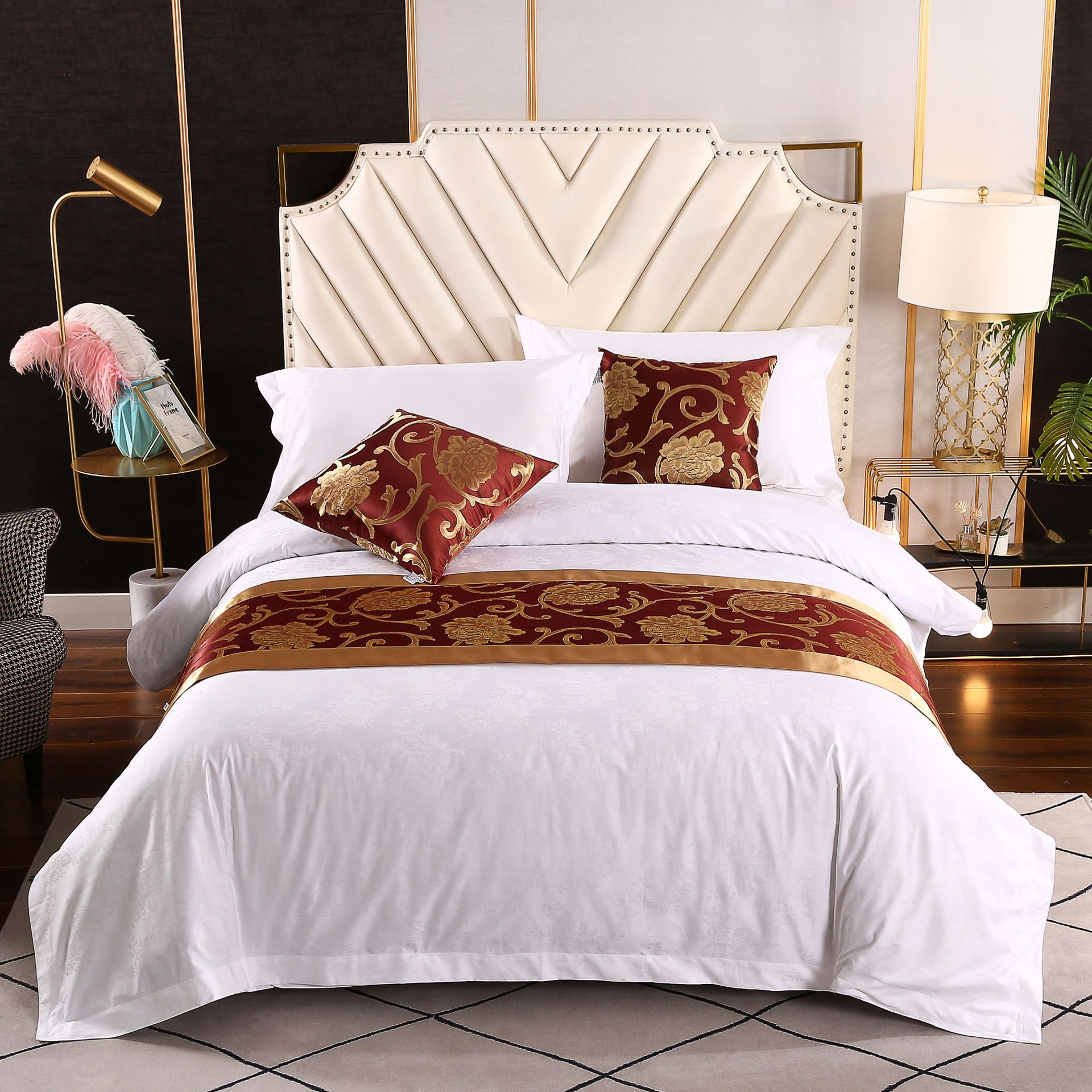 【大厂直供】高档装饰布床旗床尾巾简约现代酒店布草宾馆民宿